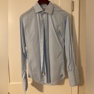 RELIST - T.M. Lewin light blue end-on-end French cuff shirt 15 slim fit